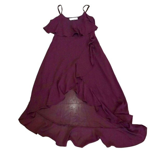 Ali & Jay Women's Burgundy High-Low Chiffon Wrap Cocktail Dress Size S Wedding - Picture 2 of 12